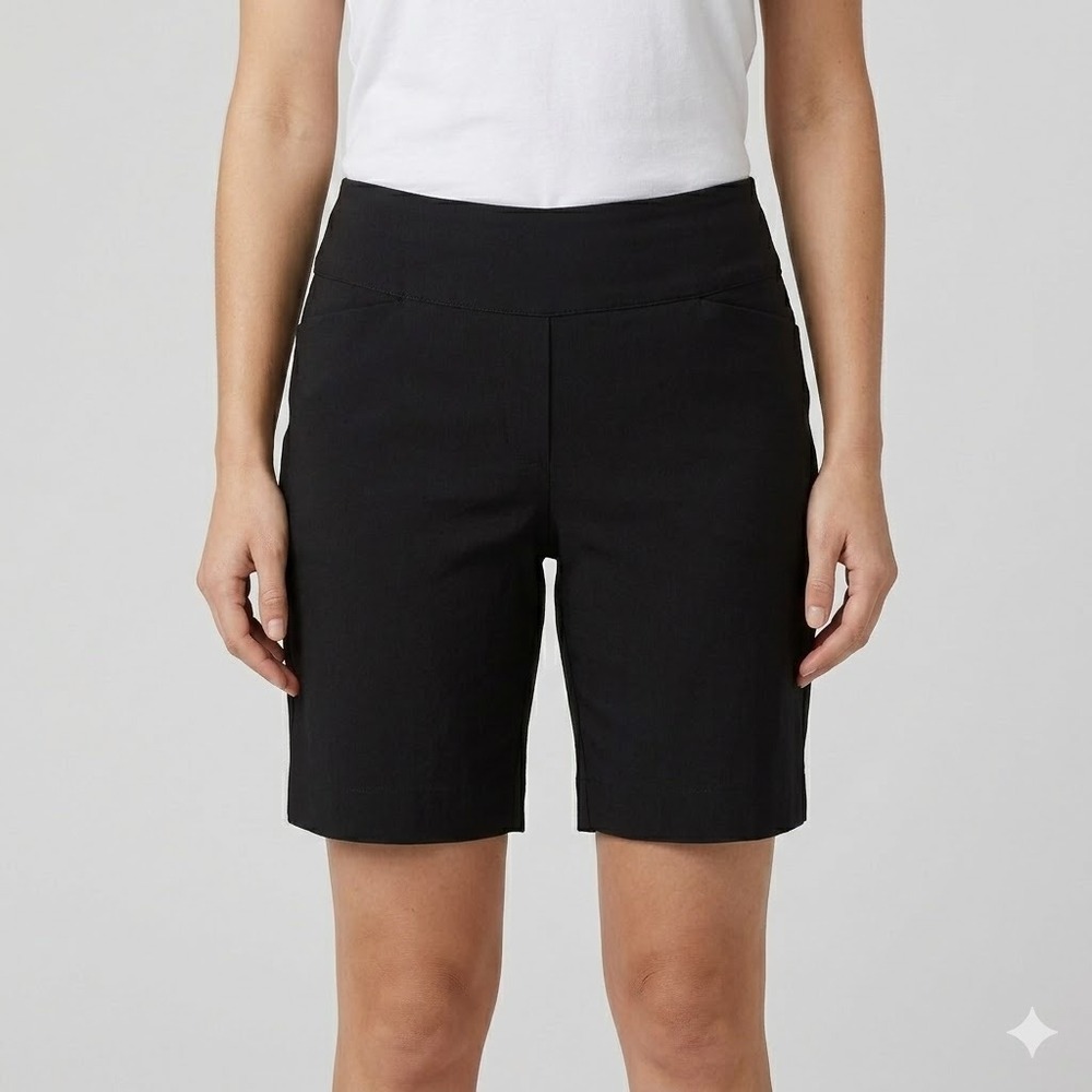 Lisette L Montreal‎ Bermuda Shorts Tummy Control Pull On Stretch Size 0 Black